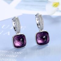 1 Piece Lady Square Plating Inlay Copper Zircon White Gold Plated Drop Earrings main image 5