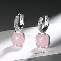 1 Piece Lady Square Plating Inlay Copper Zircon White Gold Plated Drop Earrings sku image 1