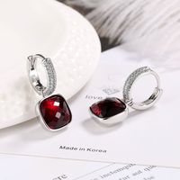 1 Piece Lady Square Plating Inlay Copper Zircon White Gold Plated Drop Earrings sku image 3