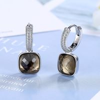 1 Piece Lady Square Plating Inlay Copper Zircon White Gold Plated Drop Earrings sku image 4