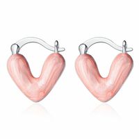 1 Pair Classic Style Heart Shape Plating Copper White Gold Plated Earrings main image 5