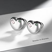 1 Pair Simple Style Heart Shape Plating Copper White Gold Plated Ear Studs main image 4
