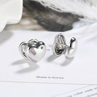 1 Pair Simple Style Heart Shape Plating Copper White Gold Plated Ear Studs main image 5