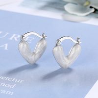 1 Pair Classic Style Heart Shape Plating Copper White Gold Plated Earrings sku image 1