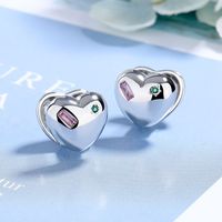 1 Pair Simple Style Heart Shape Plating Copper White Gold Plated Ear Studs main image 1
