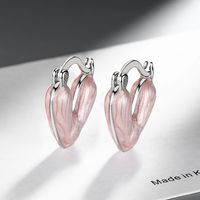 1 Pair Classic Style Heart Shape Plating Copper White Gold Plated Earrings sku image 3