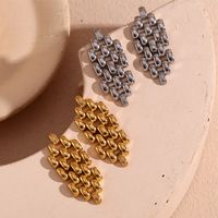 1 Paire Style Vintage Style Simple Style Classique Couleur Unie Placage Acier Inoxydable Plaqué Or 18k Boucles D'oreilles main image 3