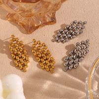 1 Paire Style Vintage Style Simple Style Classique Couleur Unie Placage Acier Inoxydable Plaqué Or 18k Boucles D'oreilles main image 4