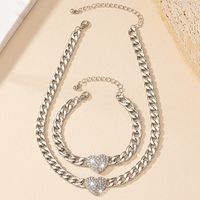 Ig Style Retro Heart Shape Alloy Plating Rhinestones Women's Bracelets Necklace main image 8
