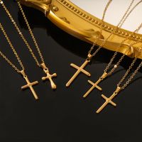 Elegant Vintage Style Cross Solid Color Stainless Steel Plating 18k Gold Plated Pendant Necklace main image 1