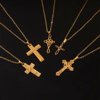 Elegant Vintage Style Cross Solid Color Stainless Steel Plating 18k Gold Plated Pendant Necklace main image 5