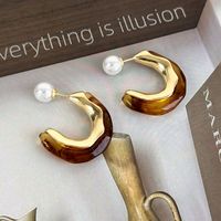 1 Pair Glam Solid Color Plating Alloy Resin Gold Plated Ear Studs main image 5