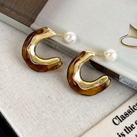 1 Pair Glam Solid Color Plating Alloy Resin Gold Plated Ear Studs main image 4