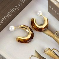 1 Pair Glam Solid Color Plating Alloy Resin Gold Plated Ear Studs main image 7
