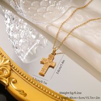 Elegant Vintage Style Cross Solid Color Stainless Steel Plating 18k Gold Plated Pendant Necklace sku image 3