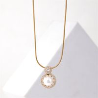 Wholesale Simple Style Crown 304 Stainless Steel Copper Plating Inlay K Gold Plated Freshwater Pearl Zircon Pendant Necklace main image 3