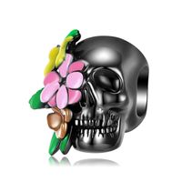 Retro Flower Skull Sterling Silver Epoxy Jewelry Accessories sku image 20