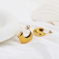 1 Pair Simple Style Moon Plating 304 Stainless Steel 18K Gold Plated Ear Studs main image 1