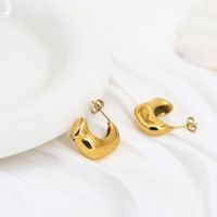 1 Pair Simple Style Moon Plating 304 Stainless Steel 18K Gold Plated Ear Studs main image 6