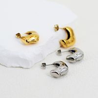 1 Pair Simple Style Moon Plating 304 Stainless Steel 18K Gold Plated Ear Studs main image 7