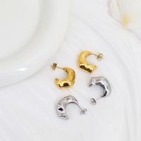 1 Pair Simple Style Moon Plating 304 Stainless Steel 18K Gold Plated Ear Studs main image 5