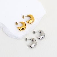 1 Pair Simple Style Moon Plating 304 Stainless Steel 18K Gold Plated Ear Studs main image 8