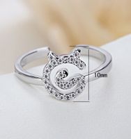 Ig Style Cute Cat Copper White Gold Plated Zircon Open Rings In Bulk main image 2