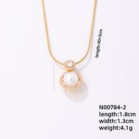 Wholesale Simple Style Crown 304 Stainless Steel Copper Plating Inlay K Gold Plated Freshwater Pearl Zircon Pendant Necklace sku image 3