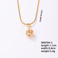 Wholesale Simple Style Crown 304 Stainless Steel Copper Plating Inlay K Gold Plated Freshwater Pearl Zircon Pendant Necklace sku image 1