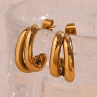 1 Pair Simple Style Classic Style Solid Color Plating Stainless Steel 18k Gold Plated Ear Studs main image 3