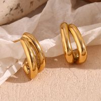 1 Pair Simple Style Classic Style Solid Color Plating Stainless Steel 18k Gold Plated Ear Studs main image 4