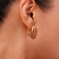 1 Pair Simple Style Classic Style Solid Color Plating Stainless Steel 18k Gold Plated Ear Studs main image 5