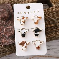 3 Pairs Simple Style Color Block Alloy Artificial Leather Gold Plated Ear Studs main image 1