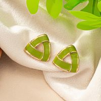 1 Pair Elegant Simple Style Triangle Enamel Plating Alloy Ear Studs main image 1