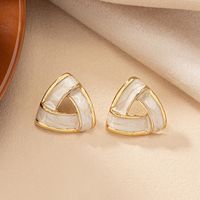 1 Pair Elegant Simple Style Triangle Enamel Plating Alloy Ear Studs main image 4