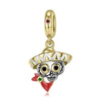 Retro Flower Skull Sterling Silver Epoxy Jewelry Accessories sku image 28