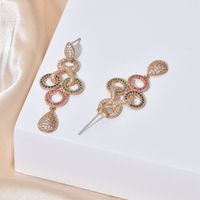 1 Pair Glam Luxurious Geometric Plating Inlay Copper Zircon 24k Gold Plated Drop Earrings main image 5