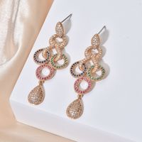 1 Pair Glam Luxurious Geometric Plating Inlay Copper Zircon 24k Gold Plated Drop Earrings main image 4