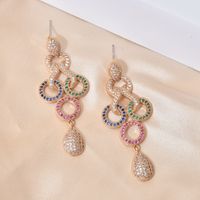 1 Pair Glam Luxurious Geometric Plating Inlay Copper Zircon 24k Gold Plated Drop Earrings main image 3