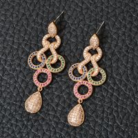 1 Pair Glam Luxurious Geometric Plating Inlay Copper Zircon 24k Gold Plated Drop Earrings main image 6