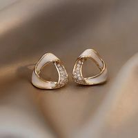 1 Pair Simple Style Solid Color Plating Inlay Alloy Artificial Rhinestones Gold Plated Ear Studs main image 1
