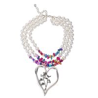 Commute Heart Shape Imitation Pearl Alloy Turquoise Knitting Women's Three Layer Necklace sku image 7