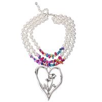 Commute Heart Shape Imitation Pearl Alloy Turquoise Knitting Women's Three Layer Necklace sku image 8