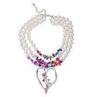 Commute Heart Shape Imitation Pearl Alloy Turquoise Knitting Women's Three Layer Necklace sku image 9