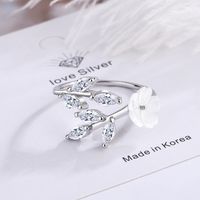 Japanese Style Flower Copper Plating Inlay Zircon White Gold Plated Rings main image 3