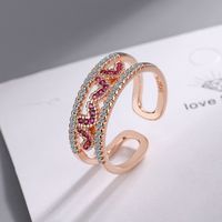 Simple Style Heart Shape Copper Inlay Zircon Rings main image 3
