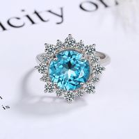 Lady Round Copper Plating Inlay Zircon White Gold Plated Rings main image 3
