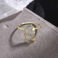 Lady Star Copper Plating Inlay Zircon White Gold Plated Rings sku image 2