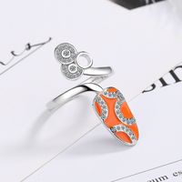 Lady Geometric Copper Plating Inlay Zircon White Gold Plated Rings main image 3