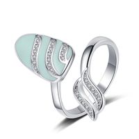 Lady Geometric Copper Plating Inlay Zircon White Gold Plated Rings main image 4